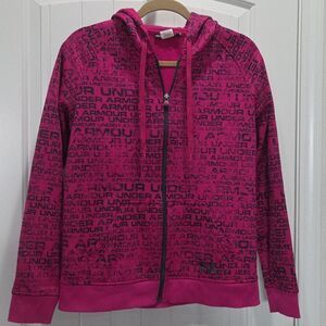 Under Armour Woman’s Zip Up Hooded Sweatshirt Hot Pink/Black, MEDIUM